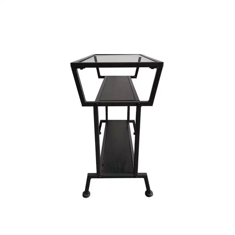 Kings Brand Furniture | Tavolino laterale/finale con ripiani portaoggetti, nero