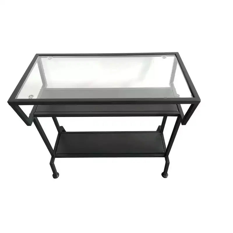Kings Brand Furniture | Tavolino laterale/finale con ripiani portaoggetti, nero