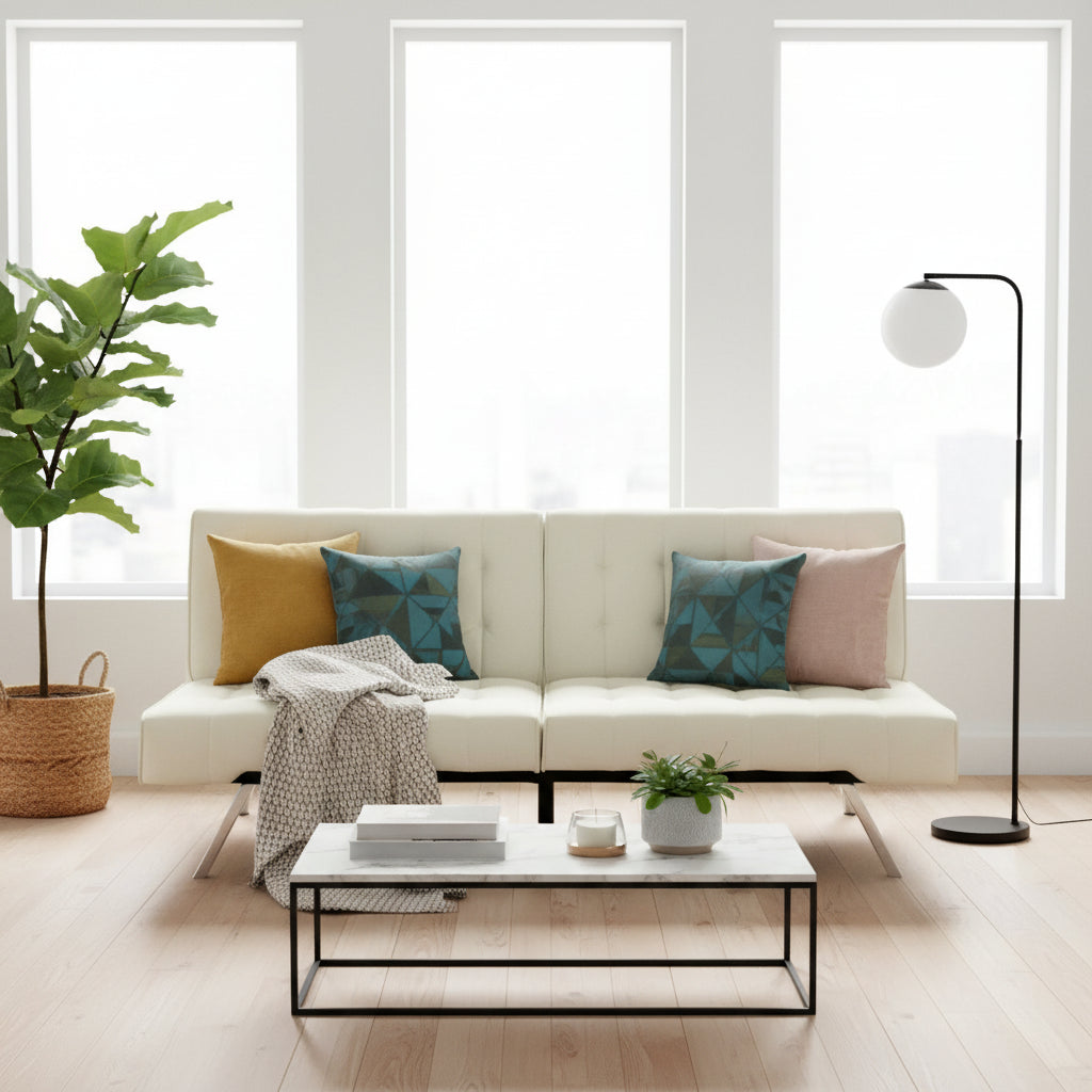 Divano Letto Futon Multiposizione Splitback in Vaniglia - 180,3 x 92,7 x 79 cm