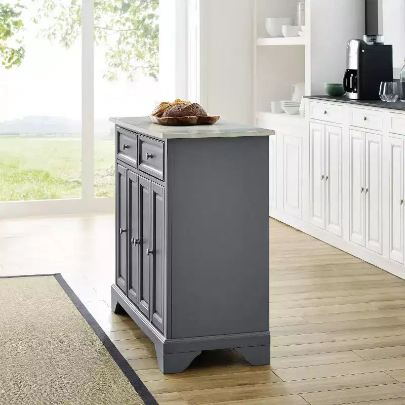 Carrello da cucina Avery - Crosley: Legno massello nichel spazzolato