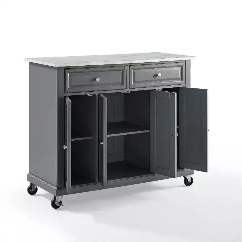 Carrello da cucina Avery - Crosley: Legno massello nichel spazzolato