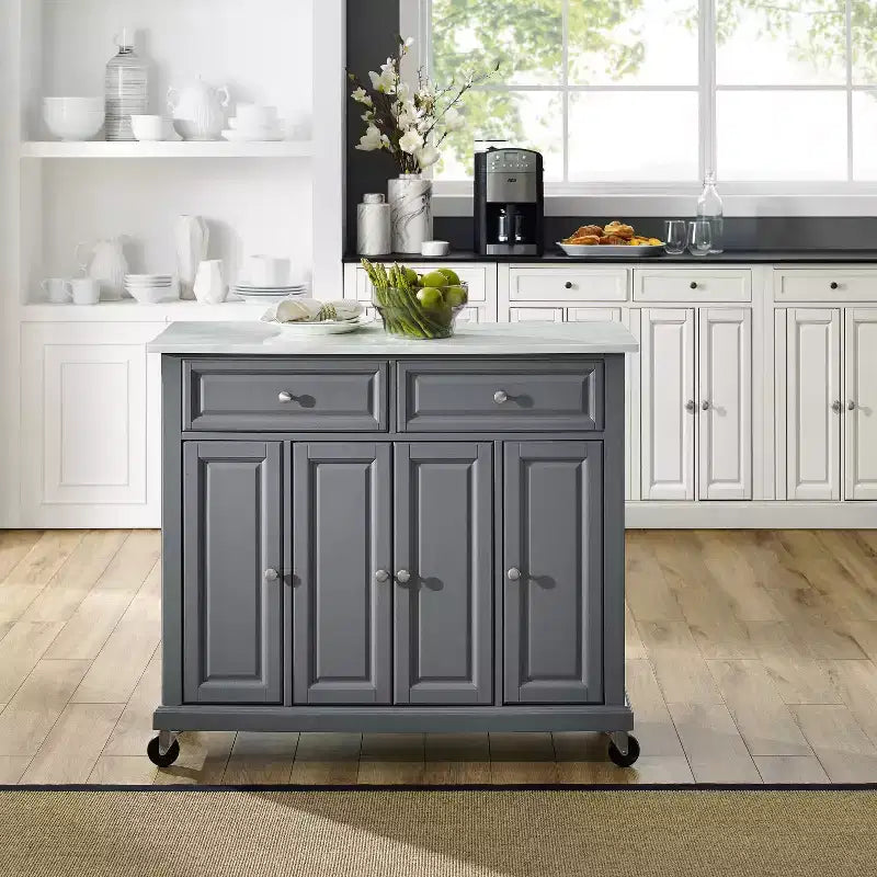 Carrello da cucina Avery - Crosley: Legno massello nichel spazzolato