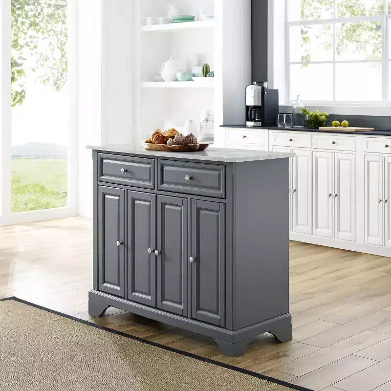 Carrello da cucina Avery - Crosley: Legno massello nichel spazzolato
