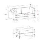 Divano WyndenHall Lana 76" con pouf, stile Mid-Century