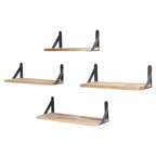 Unique Bargains Wooden Floating Wall-Mounted Shelves for Bathroom Bedroom 4 Pcs