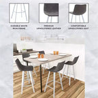 LeisureMod Elland Sgabello da Bar Imbottito in Pelle da 41" con Gambe in Ferro - Sgabello da Bancone Moderno con Base e Poggiapiedi Bianchi per Cucina, Bar e Pub