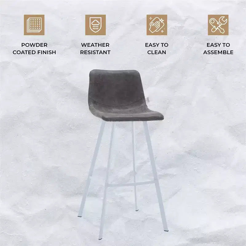 LeisureMod Elland Sgabello da Bar Imbottito in Pelle da 41" con Gambe in Ferro - Sgabello da Bancone Moderno con Base e Poggiapiedi Bianchi per Cucina, Bar e Pub