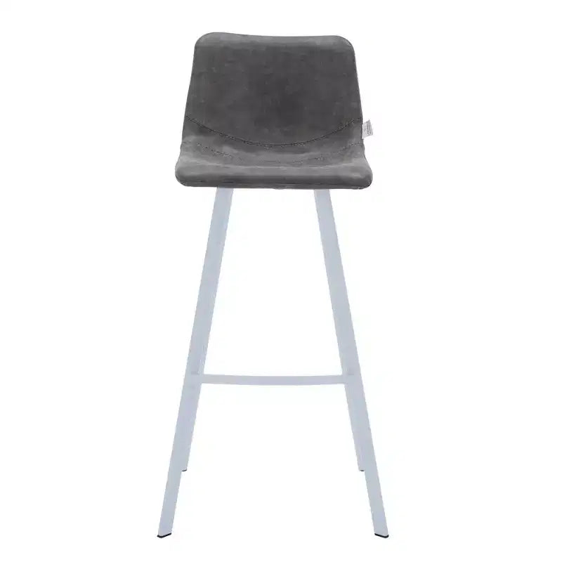 LeisureMod Elland Sgabello da Bar Imbottito in Pelle da 41" con Gambe in Ferro - Sgabello da Bancone Moderno con Base e Poggiapiedi Bianchi per Cucina, Bar e Pub