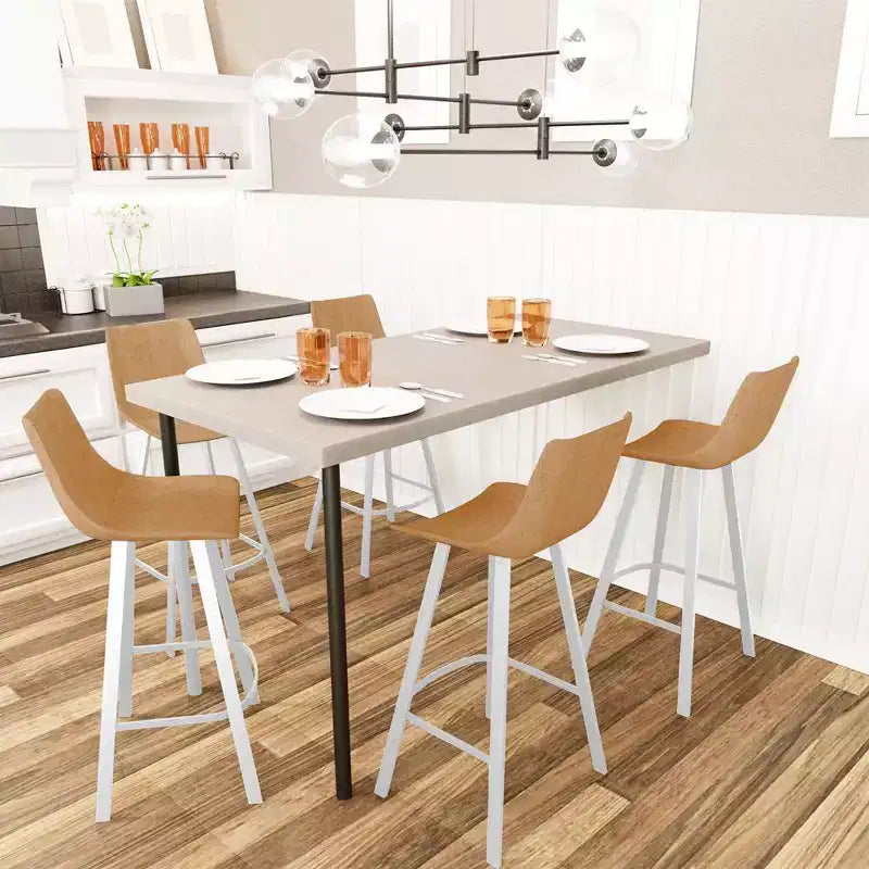 LeisureMod Elland Sgabello da Bar Imbottito in Pelle da 41" con Gambe in Ferro - Sgabello da Bancone Moderno con Base e Poggiapiedi Bianchi per Cucina, Bar e Pub