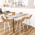 LeisureMod Elland Sgabello da Bar Imbottito in Pelle da 41" con Gambe in Ferro - Sgabello da Bancone Moderno con Base e Poggiapiedi Bianchi per Cucina, Bar e Pub