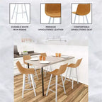 LeisureMod Elland Sgabello da Bar Imbottito in Pelle da 41" con Gambe in Ferro - Sgabello da Bancone Moderno con Base e Poggiapiedi Bianchi per Cucina, Bar e Pub