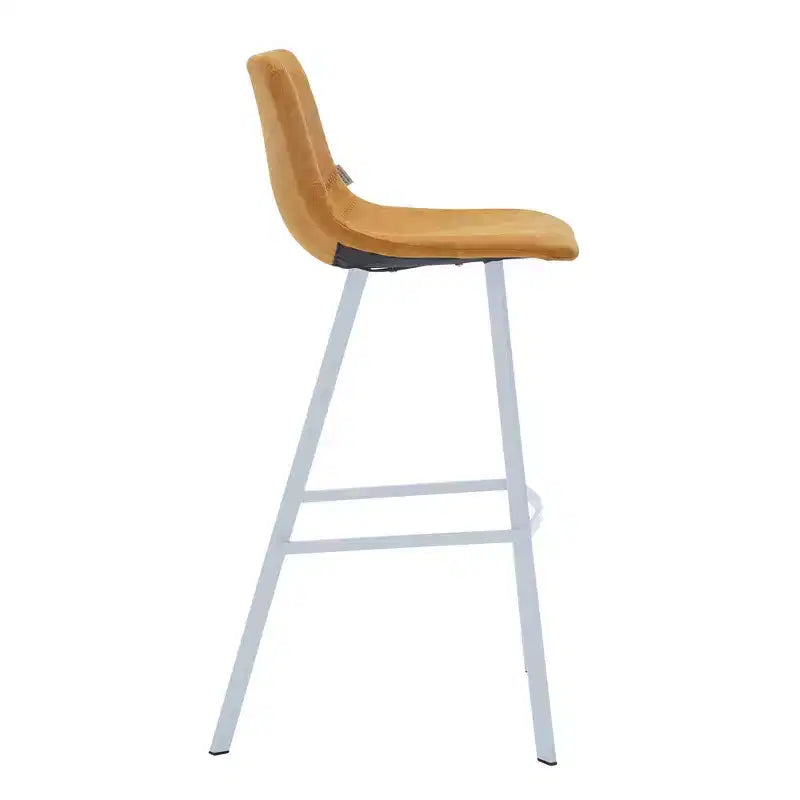 LeisureMod Elland Sgabello da Bar Imbottito in Pelle da 41" con Gambe in Ferro - Sgabello da Bancone Moderno con Base e Poggiapiedi Bianchi per Cucina, Bar e Pub