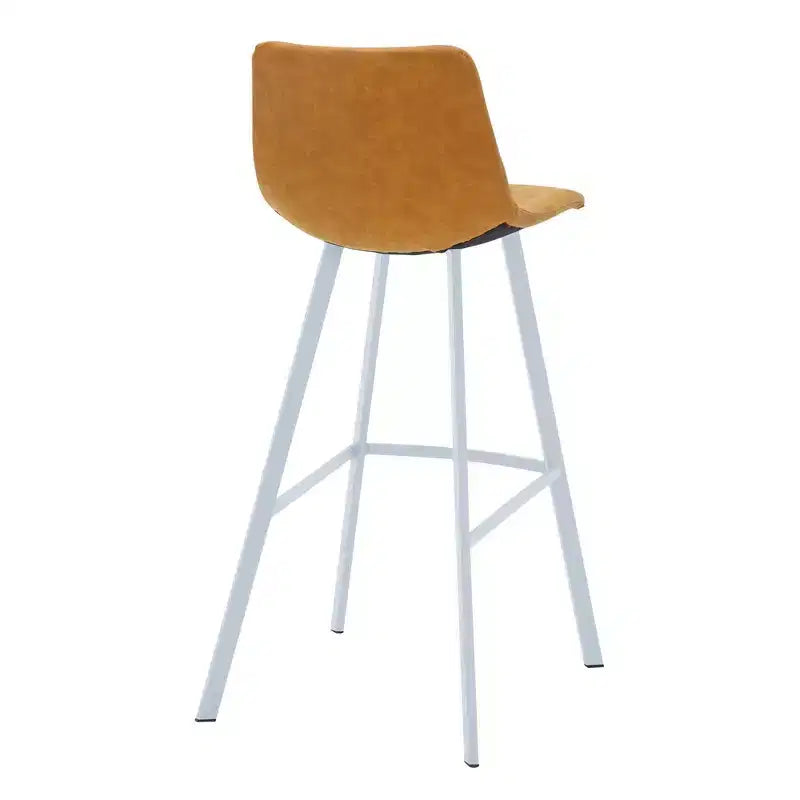LeisureMod Elland Sgabello da Bar Imbottito in Pelle da 41" con Gambe in Ferro - Sgabello da Bancone Moderno con Base e Poggiapiedi Bianchi per Cucina, Bar e Pub