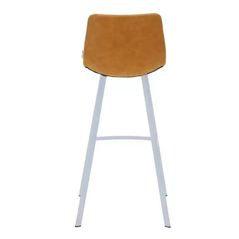 LeisureMod Elland Sgabello da Bar Imbottito in Pelle da 41" con Gambe in Ferro - Sgabello da Bancone Moderno con Base e Poggiapiedi Bianchi per Cucina, Bar e Pub