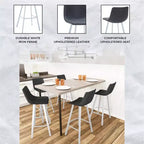 LeisureMod Elland Sgabello da Bar Imbottito in Pelle da 41" con Gambe in Ferro - Sgabello da Bancone Moderno con Base e Poggiapiedi Bianchi per Cucina, Bar e Pub