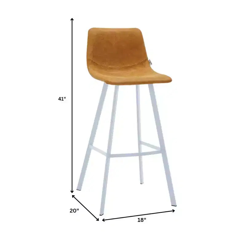 LeisureMod Elland Sgabello da Bar Imbottito in Pelle da 41" con Gambe in Ferro - Sgabello da Bancone Moderno con Base e Poggiapiedi Bianchi per Cucina, Bar e Pub