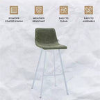 LeisureMod Elland Sgabello da Bar Imbottito in Pelle da 41" con Gambe in Ferro - Sgabello da Bancone Moderno con Base e Poggiapiedi Bianchi per Cucina, Bar e Pub