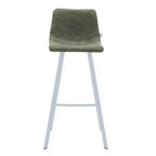 LeisureMod Elland Sgabello da Bar Imbottito in Pelle da 41" con Gambe in Ferro - Sgabello da Bancone Moderno con Base e Poggiapiedi Bianchi per Cucina, Bar e Pub