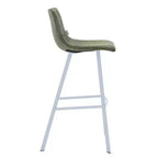 LeisureMod Elland Sgabello da Bar Imbottito in Pelle da 41" con Gambe in Ferro - Sgabello da Bancone Moderno con Base e Poggiapiedi Bianchi per Cucina, Bar e Pub