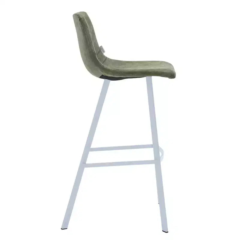 LeisureMod Elland Sgabello da Bar Imbottito in Pelle da 41" con Gambe in Ferro - Sgabello da Bancone Moderno con Base e Poggiapiedi Bianchi per Cucina, Bar e Pub