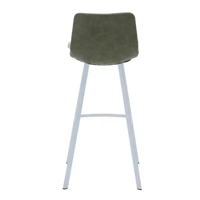 LeisureMod Elland Sgabello da Bar Imbottito in Pelle da 41" con Gambe in Ferro - Sgabello da Bancone Moderno con Base e Poggiapiedi Bianchi per Cucina, Bar e Pub
