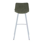 LeisureMod Elland Sgabello da Bar Imbottito in Pelle da 41" con Gambe in Ferro - Sgabello da Bancone Moderno con Base e Poggiapiedi Bianchi per Cucina, Bar e Pub