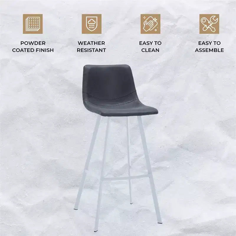 LeisureMod Elland Sgabello da Bar Imbottito in Pelle da 41" con Gambe in Ferro - Sgabello da Bancone Moderno con Base e Poggiapiedi Bianchi per Cucina, Bar e Pub