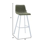 LeisureMod Elland Sgabello da Bar Imbottito in Pelle da 41" con Gambe in Ferro - Sgabello da Bancone Moderno con Base e Poggiapiedi Bianchi per Cucina, Bar e Pub