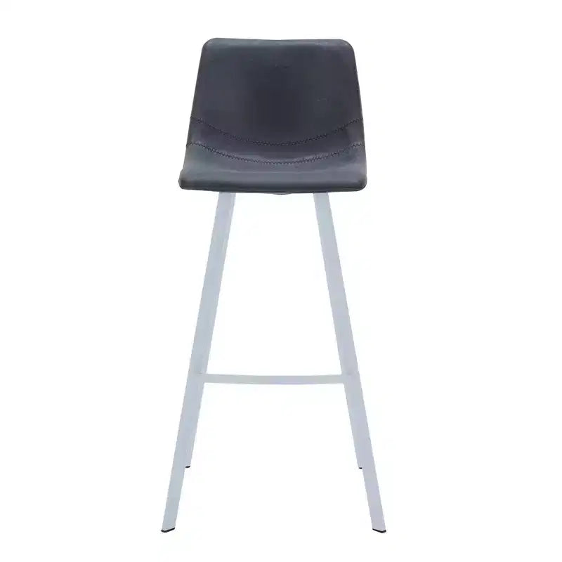 LeisureMod Elland Sgabello da Bar Imbottito in Pelle da 41" con Gambe in Ferro - Sgabello da Bancone Moderno con Base e Poggiapiedi Bianchi per Cucina, Bar e Pub