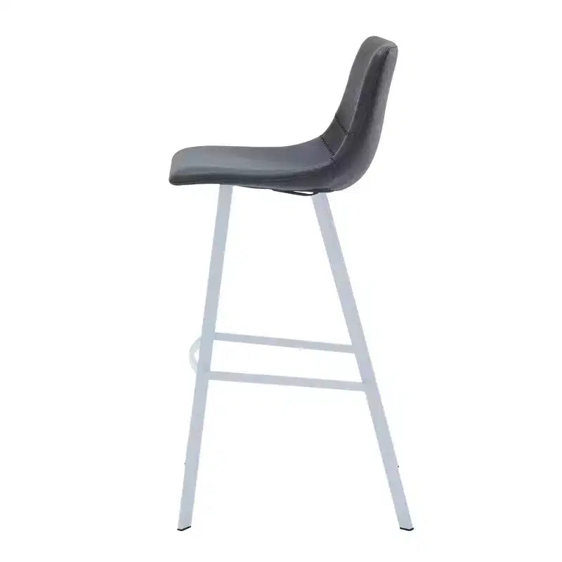 LeisureMod Elland Sgabello da Bar Imbottito in Pelle da 41" con Gambe in Ferro - Sgabello da Bancone Moderno con Base e Poggiapiedi Bianchi per Cucina, Bar e Pub
