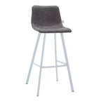 LeisureMod Elland Sgabello da Bar Imbottito in Pelle da 41" con Gambe in Ferro - Sgabello da Bancone Moderno con Base e Poggiapiedi Bianchi per Cucina, Bar e Pub