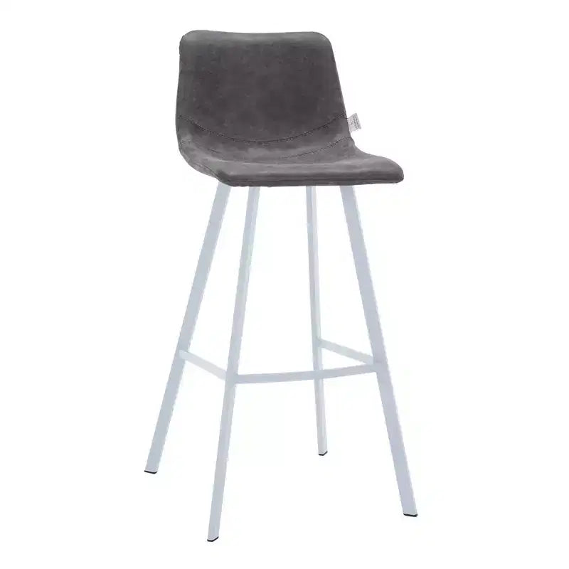 LeisureMod Elland Sgabello da Bar Imbottito in Pelle da 41" con Gambe in Ferro - Sgabello da Bancone Moderno con Base e Poggiapiedi Bianchi per Cucina, Bar e Pub