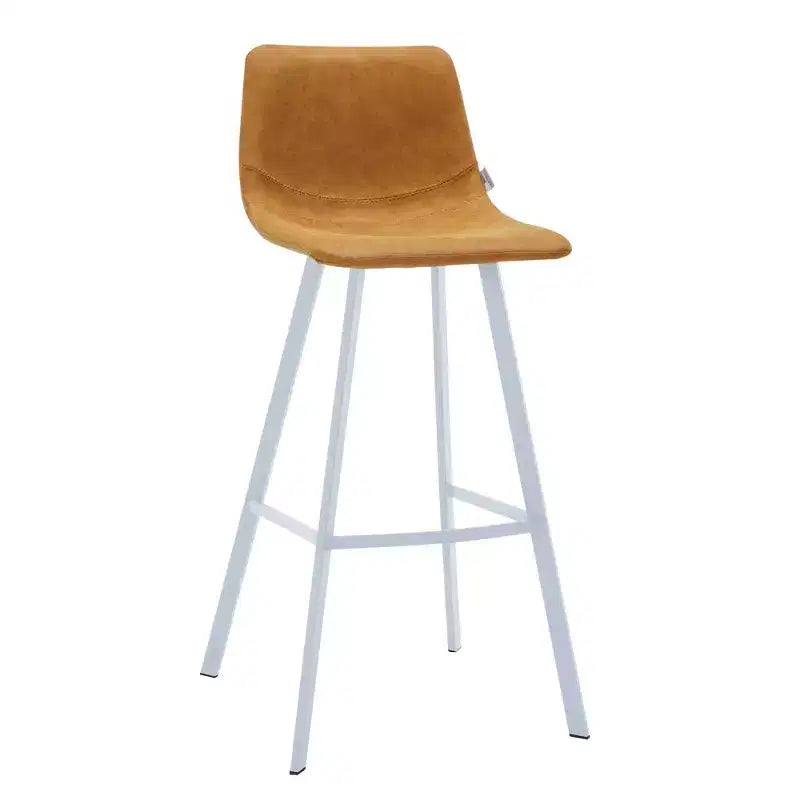 LeisureMod Elland Sgabello da Bar Imbottito in Pelle da 41" con Gambe in Ferro - Sgabello da Bancone Moderno con Base e Poggiapiedi Bianchi per Cucina, Bar e Pub
