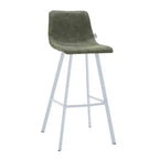 LeisureMod Elland Sgabello da Bar Imbottito in Pelle da 41" con Gambe in Ferro - Sgabello da Bancone Moderno con Base e Poggiapiedi Bianchi per Cucina, Bar e Pub