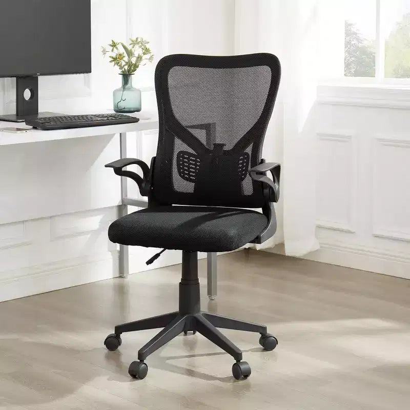 VECELO Office Chair with Mesh Mid Back Adjustable Height & Lumbar Support Ergonomic Computer Task Chair for Home/Study/Working, Black
