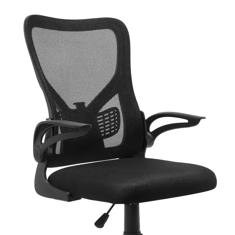 Sedia da ufficio VECELO con schienale a rete di media altezza, regolabile in altezza e con supporto lombare, sedia da computer ergonomica per casa/studio/lavoro, nera
