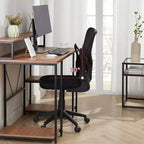 Sedia da ufficio VECELO con schienale a rete di media altezza, regolabile in altezza e con supporto lombare, sedia da computer ergonomica per casa/studio/lavoro, nera