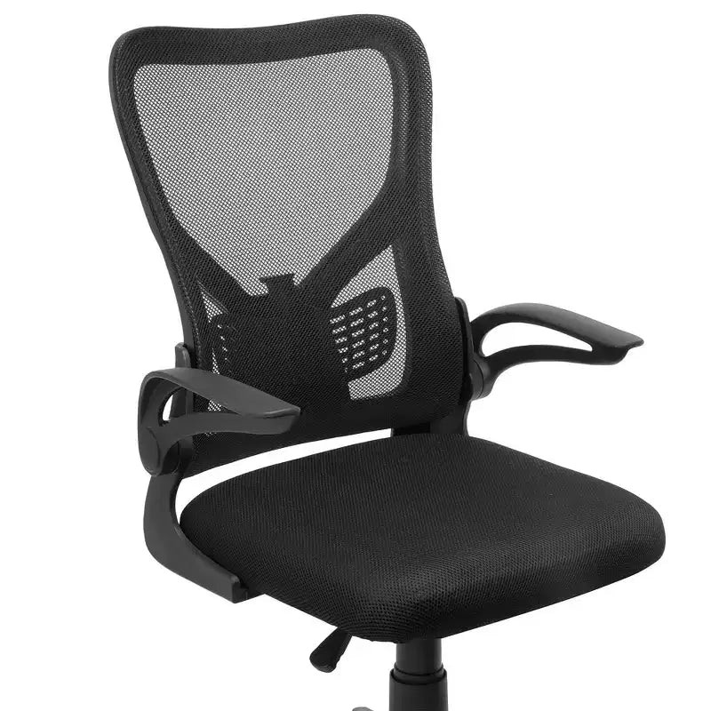 Sedia da ufficio VECELO con schienale a rete di media altezza, regolabile in altezza e con supporto lombare, sedia da computer ergonomica per casa/studio/lavoro, nera