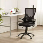 Sedia da ufficio VECELO con schienale a rete di media altezza, regolabile in altezza e con supporto lombare, sedia da computer ergonomica per casa/studio/lavoro, nera