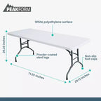 Tavolo Pieghevole Multiuso Peakform, Leggero e Resistente, con Base Stabile per Eventi Interni ed Esterni, 180 cm, Bianco