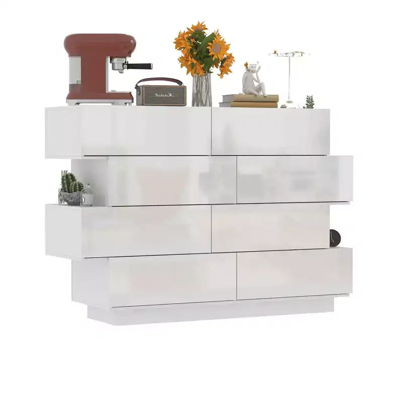 Cassettiera Famapy con struttura bianca non abbinata dal design creativo, 8 cassetti