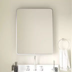 Pensile bagno Emma and Oliver Jackie con cornice in metallo, design a incasso reversibile e specchio smussato arrotondato
