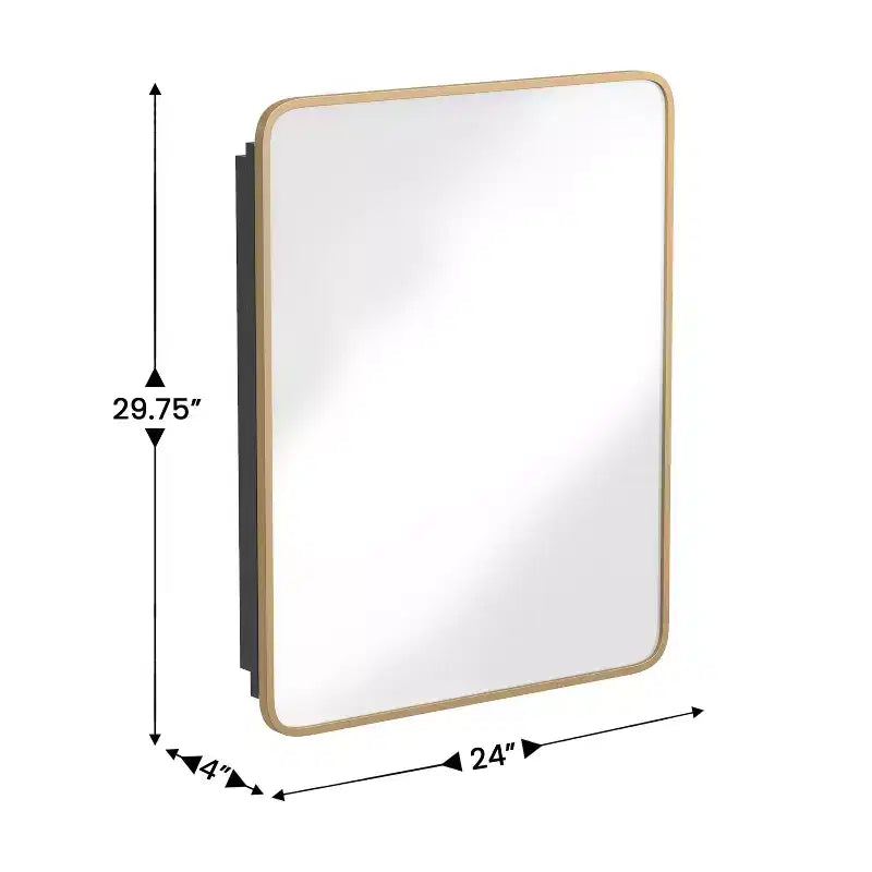 Flash Furniture Jolie Pensile da bagno a incasso con specchio smussato arrotondato e cornice in metallo reversibile