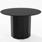 Dovelina Tavolo da Pranzo Rotondo Mid-Century, Tavolo da Cucina in Legno, Tavolo da Pranzo per 4 Persone - Nero