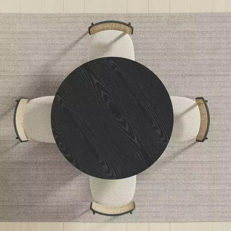 Dovelina Tavolo da Pranzo Rotondo Mid-Century, Tavolo da Cucina in Legno, Tavolo da Pranzo per 4 Persone - Nero