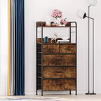 Cassettiera per camera da letto con 5 cassetti, cassettiere piccole e comò, unità organizer verticale in tessuto a torre con cassetti