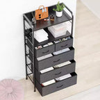 Cassettiera per camera da letto con 5 cassetti, cassettiere piccole e comò, unità organizer verticale in tessuto a torre con cassetti