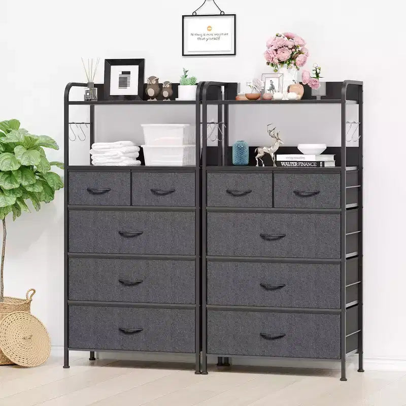 Cassettiera per camera da letto con 5 cassetti, cassettiere piccole e comò, unità organizer verticale in tessuto a torre con cassetti