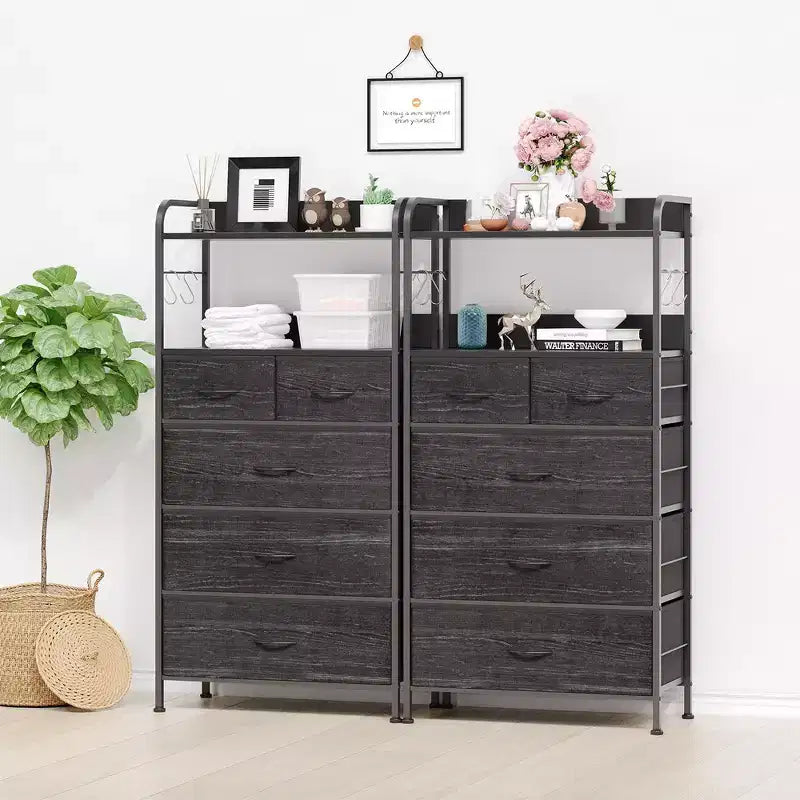 Cassettiera per camera da letto con 5 cassetti, cassettiere piccole e comò, unità organizer verticale in tessuto a torre con cassetti