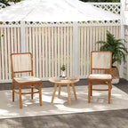 Costway Set di 2/4 sedie da pranzo Boho con struttura in legno di teak e poggiapiedi per uso interno